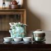 Almacenamiento de Cerámica Bolsa de Tela Portátil Pintado a Mano Juego de Té de Viaje Una Tetera Tres Tazas Vaso Expreso de Vidrio Regalo para Negocios