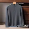 Suéter base cálido de punto de cachemira pura para hombre, con media cremallera de 10 mm de grosor, tejido para otoño e invierno, estilo business casual