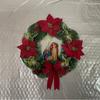 Decoração de Pendurar em Porta de Madeira Popular de Natal Transfronteiriça, Etiqueta de Laço com Frutas Vermelhas, Decoração de Atmosfera Festiva para Entrada de Casa e Porta da Frente