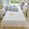 Faldón de cama floral pequeño todo algodón pieza única cubierta de cama de celebridad de internet cubierta de delantal de cama de algodón puro borde de falda conjunto de tres piezas estilo princesa