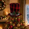 Ponteiro de Árvore de Natal Estrela Decoração de Natal Chapéu Xadrez Preto Vermelho Enfeite de Ponteiro de Árvore de Natal