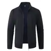 2026 Nuevo Comercio Exterior Suéter Casual para Hombre Moda Talla Grande Jacquard Cuello Alto Cardigan de Punto con Forro de Terciopelo Chaqueta para Hombre