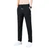 Calça Esportiva Casual Simples de Seda Gelada de Secagem Rápida para Verão Calça Casual Masculina Estilo Reto Solto de Primavera Fina