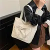 Bolsa de Pano Leve de Grande Capacidade Estilo Coreano com Laço, Bolsa Tote Casual para o Dia a Dia, Bolsa de Ombro Literária da Moda, Bolsa Grande Versátil