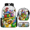 Mochila de Liberación Rápida Transfronteriza de Dibujos Animados de Mario para Estudiantes de Primaria y Secundaria Bolsa Escolar de Tres Piezas Mochila Bolso de Hombro Estuche para Lápices Venta al por Mayor