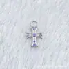 Anillo Retro de Cruz para Correr de Aleación de Titanio F136 Diamante Hilo Interno de Titanio G23 Joyería para Piercing de Labio Zirconia Cabeza