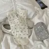 Meias Sem Costura com Laço para Mulheres, Meias de Cano Médio, Estilo Fino Primavera/Verão, Padrão de Estrelinhas Pequenas, Cinza e Branco, Estilo Coreano, Meias Largas Estilo Ins, Meias de Algodão