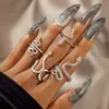 Anillo Set de Tortuga Animal Retro Europeo y Americano Varios Diseños de Serpiente Cuatro Anillos Punk Set Joyería para Mujeres