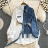 Marca 2023 Otoño Estilo Casual Japonés y Coreano Casual Poliéster Cárdigan Cuello de Camisa Corte Holgado Camisa de Mujer