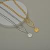 Collar de acero inoxidable estilo Ins transfronterizo con doble laminado en oro de 18 quilates, estilo reina, cadena de clavícula a juego con personalidad de moda para mujer.