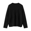 Suéter de Cashmere Feminino 100% Cashmere Puro Verde Vazado Outono e Inverno Retrô Gola Redonda Pulôver Casual Tricotado Quente