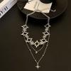 Colar duplo feminino temperamento elegante, delicado, estrela de strass, vento frio, nicho, moda, temperamento, clavícula, corrente, explosões