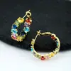 Brincos Coloridos de Zircônia Incrustada em Cobre de Alta Qualidade Estilo Francês Luxo Leve Banhados a Ouro 18K Diamante Completo estilo Ins Europeu e Americano Brincos Distintivos para Mulheres