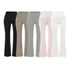 Pantalones Deportivos Acampanados para Yoga Color Gris Claro para Mujer con Cintura Elástica, Corte Ajustado, Elásticos, que se Adaptan a la Cadera, Pantalones Casuales de Algodón