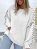 Tricô Pulôver Casual Solto Europeu e Americano Cor Pura Gola Redonda com Design de Corda Look Solto Emagrecedor Manga Longa Top Feminino
