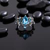 Anillo Flor Creativo Mingcheng Set Anillo Azul Zircón Abierto Apilable Distintivo Lujo Ligero Alto Nivel Anillo para Mujer