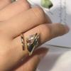 Anel Aberto Cravejado com Diamantes Inspirado no Design de Dongdaemun para Mulheres, Anel Minimalista Estilo Cool para Dedo Indicador, Ajustável e Serve para Qualquer Tamanho de Dedo