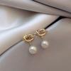 Pendientes pequeños de plata S925 con perla anudada, pendientes cortos para mujer, pequeños, versátiles, de alta calidad, elegantes, intelectuales