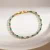 Pulsera transfronteriza personalizada de circonita de colores, estilo de lujo ligero, estilo simple europeo y americano, diseño de nicho, exquisito accesorio para la mano