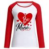 Camiseta de manga larga de algodón con estampado raglán de AMOR para San Valentín, nueva camiseta de manga larga de algodón con estampado AMOR para San Valentín, Be Mine, venta al por mayor