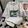 2026 Nuevo Estilo de Verano Divertida Camiseta con Estampado de Dibujos Animados de Manga Corta, Estilo Casual Perezoso Vintage Versátil Moda Top