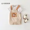 Conjunto de Peto Infantil de Dos Piezas para Niños y Niñas, Ropa de Verano de Moda, Diseño de Rayas de Dibujos Animados para Niños Pequeños