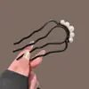 Grampo de Cabelo em U Presilha de Cabelo com Pérola Ferramenta de Fixação de Coque Pente de Cabelo Pente de Quatro Dentes Grampo de Cabelo Acessório de Cabelo para Mulheres