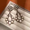 Pendientes Retro de Estilo Occidental Transfronterizos Europeos y Americanos Pendientes de Gota de Agua Turquesa Huecos de Gama Alta Joyería de Oreja Exagerada para el Temperamento Femenino