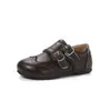 Zapatos de Cuero para Niños 2026 Otoño Nuevos de Cuero Suave Zapatos Individuales Retro Estilo Británico Nicho Grabado Zapatos Pequeños de Cuero para Niñas con Doble Hebilla