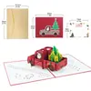 Árvore de Natal Esculpida em Papel Artesanal Criativa Carro de Natal Cartão de Boas Festas 3D Amazon Atacado Cartão de Natal em Branco para Bênçãos