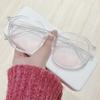 Nuevas Gafas de Blush de Marco Grande para Mujer Pura Querer Sonido de Sacudida Mismo Estilo Marco Negro Lente Transparente Llano Degradado Película de Polvo Gafas Lisas