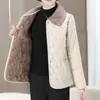 Jaqueta de Couro Espessa Forrada com Lã Materna Inverno Nova Chegada Estilo Ocidental Fashion Casaco Acolchoado de Algodão Mulheres de Meia Idade Solto Tamanho Plus Casaco Acolchoado de Algodão