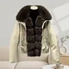 Parka corta acolchada de invierno nueva para mujer con cuello de piel sintética de zorro, engrosada y cálida, abrigo de algodón estilo ropa de trabajo para invierno