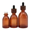 Botellas gotero de bambú en stock para aceites esenciales de té verde, 30-100 ml, botellas de vidrio opaco para dispensar líquidos esenciales