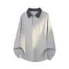 Sudadera tipo polo de dos piezas falsas para hombre, marca de tendencia de otoño, corte limpio, estilo americano holgado, combinada con una camiseta de manga larga