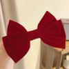 Vintage Red Velvet Bow Hairpin Mulheres High-end elegante All-match Clip Outono e Inverno Back Head Hairpin Headwear
