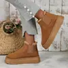 Novas Botas de Neve Femininas Outono/Inverno 2025 com Solado Grosso e Forro de Lã, Botas de Algodão Slip-On com Bico Redondo para Amazon