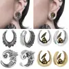 Expansor de Orelha U-Shaped Caveira de Pássaro Dourado Novo Antigo Transfronteiriço Expansor de Orelha Piercing Peça Única U-Shaped com Padrão de Lótus Prateado Antigo