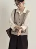 Chaleco de punto con bordado de bolsillo estilo coreano y cuello en V para mujer, nuevo top de otoño 2026, versátil para ir al trabajo y para capas