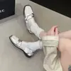 Zapatos de vestir versátiles con aumento de altura interior, zapatos Mary Jane estilo coreano para primavera y otoño, de moda con velcro de 5 cm, puntera cuadrada retro nueva 2026