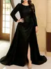 Vestido de Noche Elegante de Manga Larga para Banquete Transfronterizo Europeo y Americano para Mujer 2025 Anfitriona Reunión Anual Aura Reina Lentejuelas