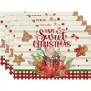 Decoração de jogo americano de Natal, jogo americano de mesa para feriado de Natal, jogo americano de mesa anti-manchas, elemento de linho do Papai Noel, atacado de fábrica