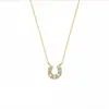 Mini Herradura Estilo Japonés Chapado en Plata de Ley S925 Oro de 18 Quilates Súper Brillante Cierre de Herradura en Forma de U Collar para Mujer Artículo Popular Sensación de Alta Gama Cadena para Clavícula