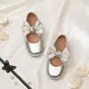 Zapatos Mary Jane de Cuero con Lazo para Niñas, Zapatos de Florista para Eventos, de Correa Única con Velcro, Suela Suave Antideslizante, Zapatos Planos de Princesa