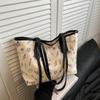 Bolsa de Grande Capacidade para Mulheres Primavera e Verão 2025 Nova Bolsa de Ombro Estampada Casual Versátil para Compras Trabalho Deslocamento Bolsa Tote