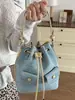 Bolsa para Mujer Yuezi 2026 Verano Nuevo Bolso de Moda Versátil Bolso de Hombro Cruzado Bolso de Mano Retro Bolso Cubo con Cierre de Cordón Bolsos