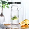 Garrafa de água fria de vidro vertical para grãos doméstico garrafa de água fria resistente ao calor Restaurante Hotel ktv pote para vinho tinto suco bebida pote grande