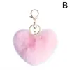 Llavero de Bola de Peluche Arcoíris Llavero con Borla en Forma de Corazón Grande para Mujeres Colgante para Coche Bolso Joyería de Moda