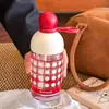 Copo de Água Criativo e Estiloso para Meninas, Copo de Vidro Borossilicato de Alta Temperatura com Design Elegante, Copo Portátil com Canudo para Estudantes