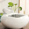 Adornos Pequeños de Cerámica con Agua Corriente Circulación de Agua Acuario Circulación Automática Fuente de Agua para Gatos Adornos de Escritorio de Oficina